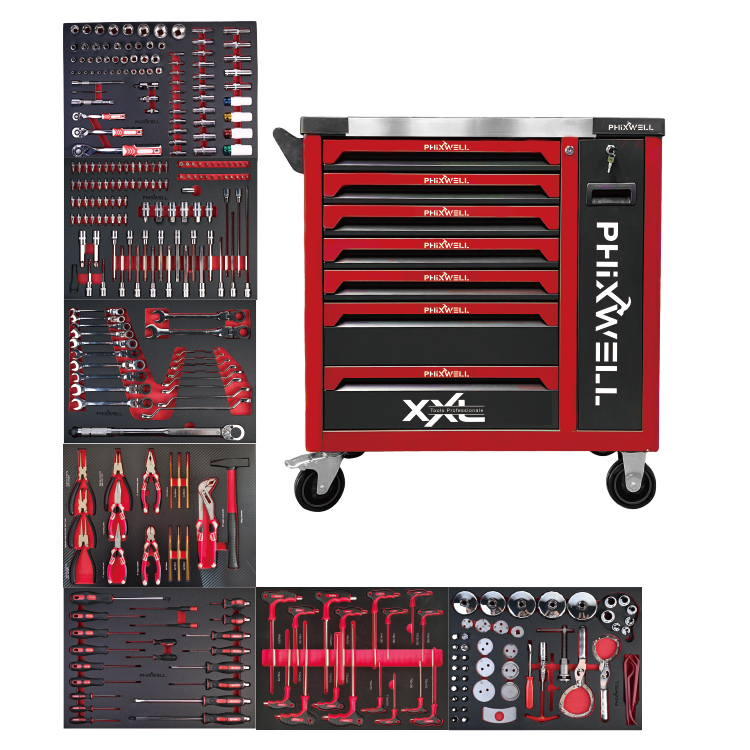 719509 Tủ đựng dụng cụ 7 ngăn PHIXWELL kèm bộ dụng cụ 309 chiếc