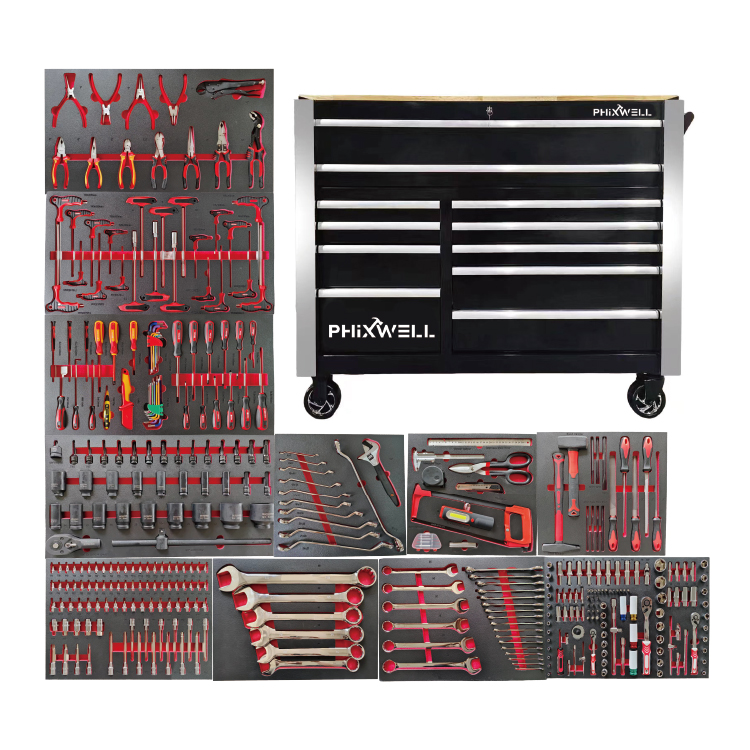 719520PHIXWELL Tủ dụng cụ 11 ngăn với Bộ dụng cụ 377 chiếc