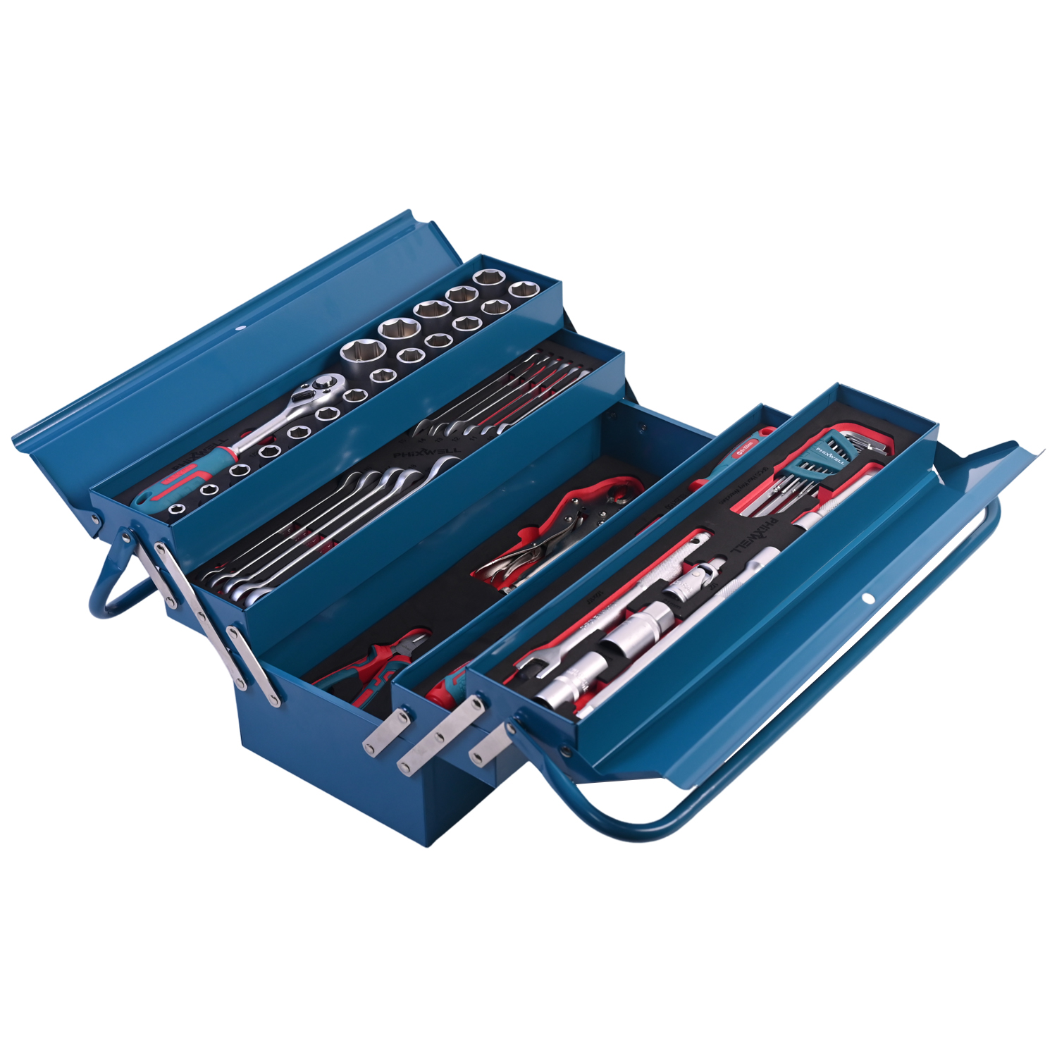 717302 PHIXWELL Bộ dụng cụ cầm tay hộp sắt gia dụng 56 chiếc